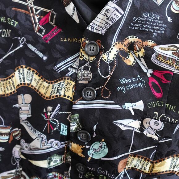 Vintage 90s Nicole Miller Silk Movie Production Actor Actress TV Film Theme Vest - Picture 14 of 16